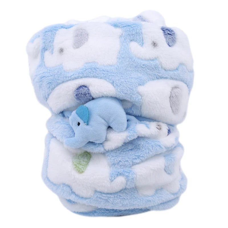 Hemasa pink and blue  Baby Blanket Cute Elephant  Newborn Elephant Air Conditioning Quilt Coral Velvet Pillow Quilt Dual-Use