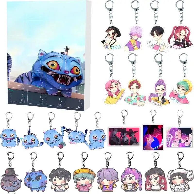 2025 Countdown Calendars Kpop Demon Hunters Advent Calendar Acrylic Keychains Model Doll Rumi Mira Zoey Children Christmas Gifts