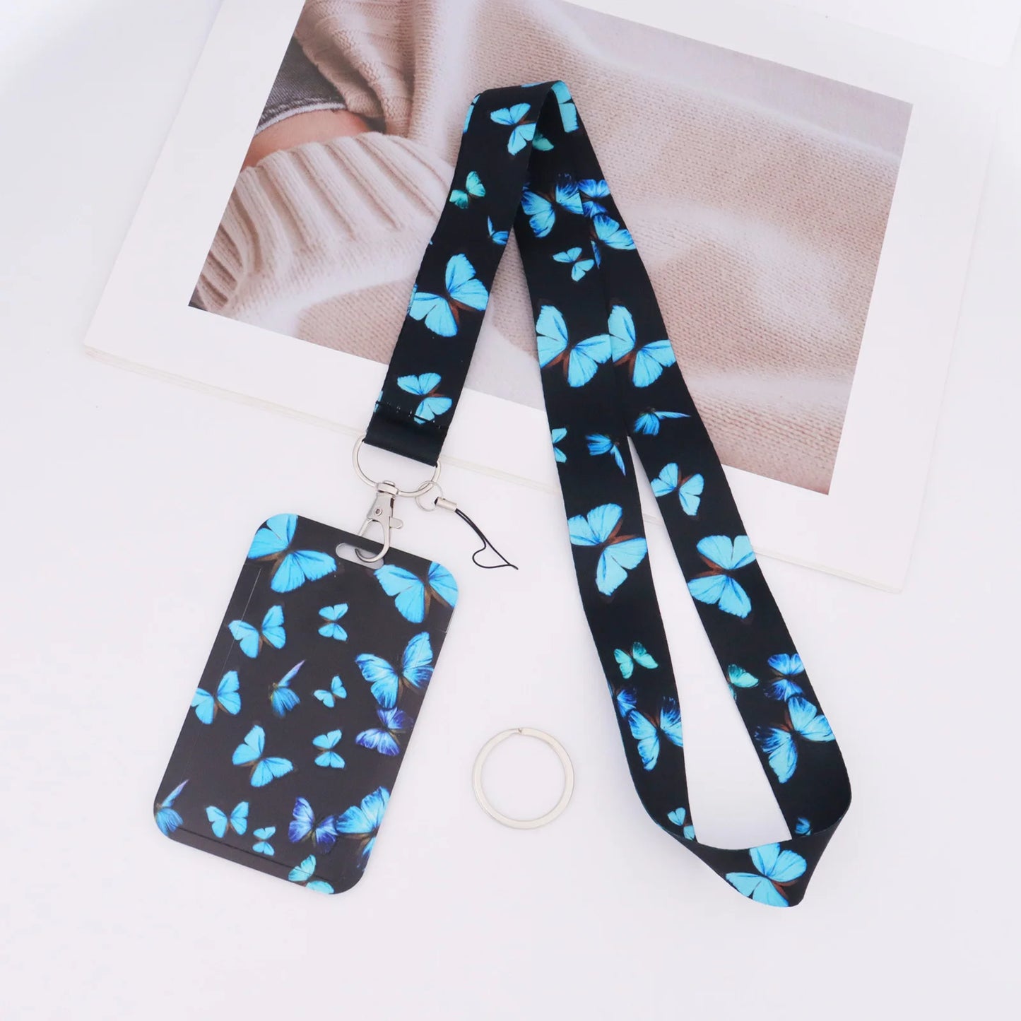 Tejesa Butterfly Teacher Lanyard with Id Holder  /Neck Strap for Keys/ Keychain Cell Phone Strap