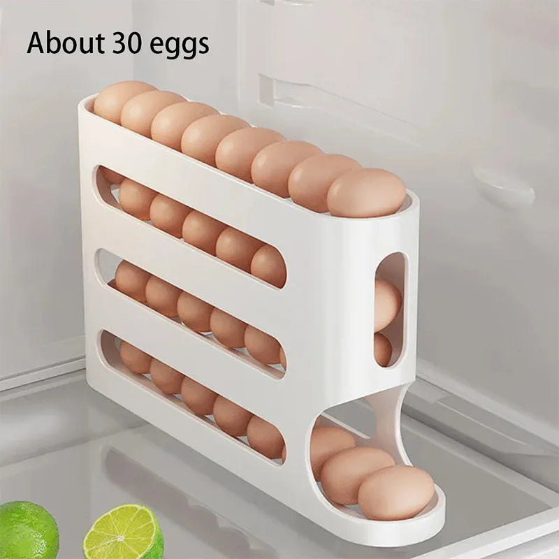Hemasa Automatic Roll-out Egg Storage Device Household Refrigerator Storage Box Egg Box Can Hold 30 Eggs Tray