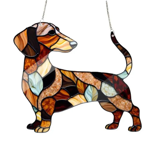 Dog Car Pendant Sunlight Capture Acrylic Dachshund Ornament Decoration Dog Themed Home Decorations Dachshund Sun Catcher Stained