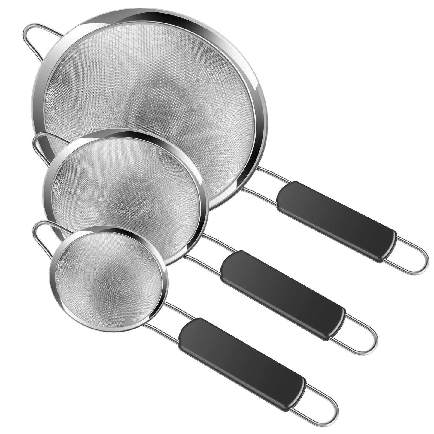 Tejesa 3pcs Fine Mesh Strainer Filter Screen Stainless Steel Flour Sifter Egg Filter Colanders for Filter Vegt Cleaning Kitchen Acce