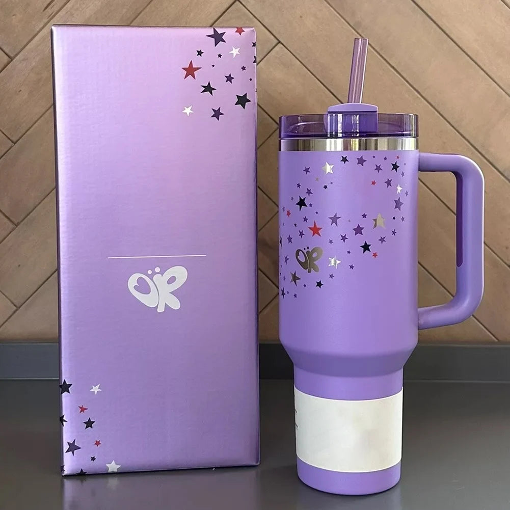 Hemasa 40oz Double-Layer Insulated Cup Lid&Straw Thermal Water Bottle /Stainless Steel Vacuum Insulated Mug Cup for Cold Hot Beverages