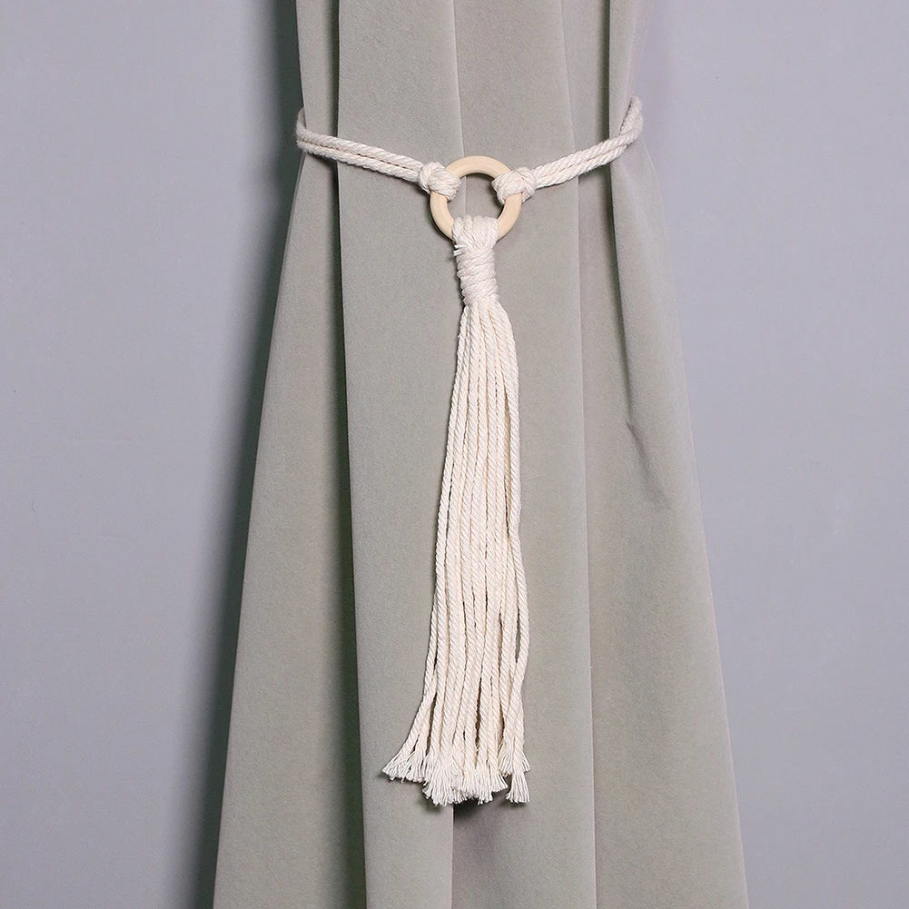 Hemasa 2PC Curtain Ties Curtain Tiebacks Boho Home Decor Macrame Curtain Holder Tieback Tassels Decoration Work From Home