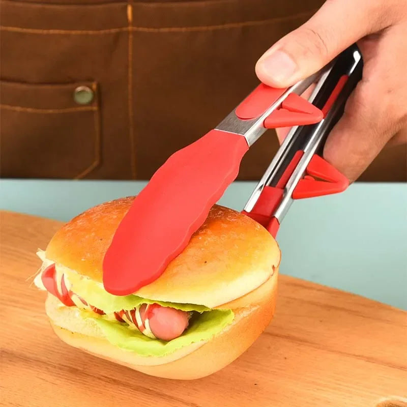 Hemasa 3Pcs Set Stainless Steel  Silicone Non-Slip Cooking Kitchen Tongs