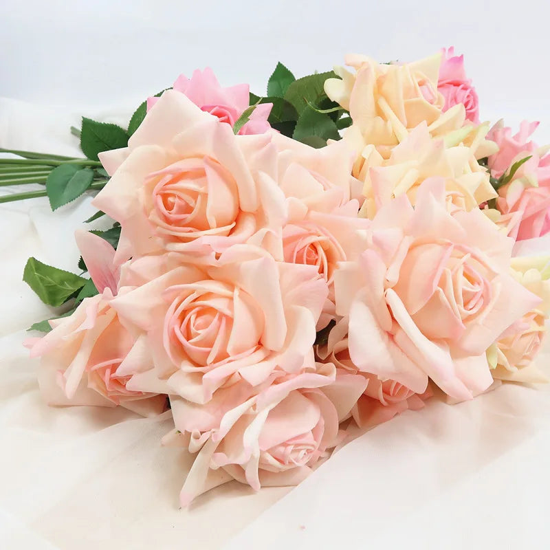 5Pc High-end Feel Moisturizing Big Austin Rose Flower Real Touch Artificial Flowers Rose Wedding Decor Fake Flowers Home Display