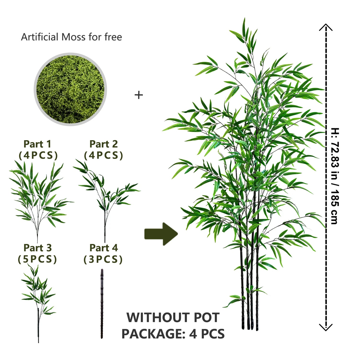 Tejesa 120-240CM New Artificial Green Bamboo Branches plant Fake Plastic indoor outdoor faux plants for Home wedding garden room decor