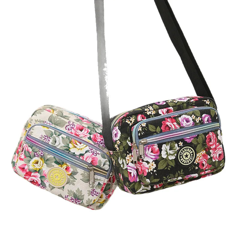 Tejesa Mini Canvas Crossbody Bag for Women Fashionable Small Handbag Soft Polyester Lining Zipper Closure Everyday Use Crossbody Bag