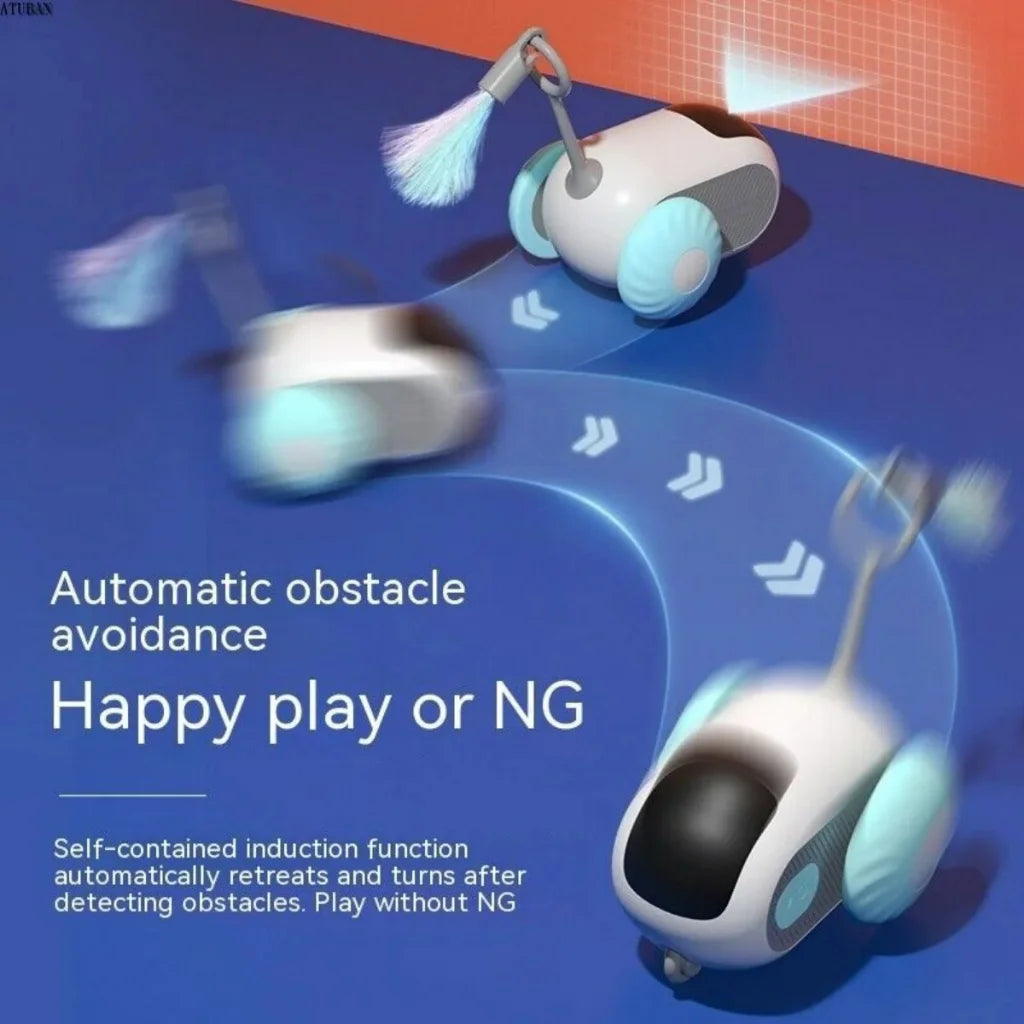 Hemasa Smart Sports Cat Toys With Remote Control Electric Car Toys Rechargeable Cat Teasing Car Toy Indoor Feather Interactive Cat Toys