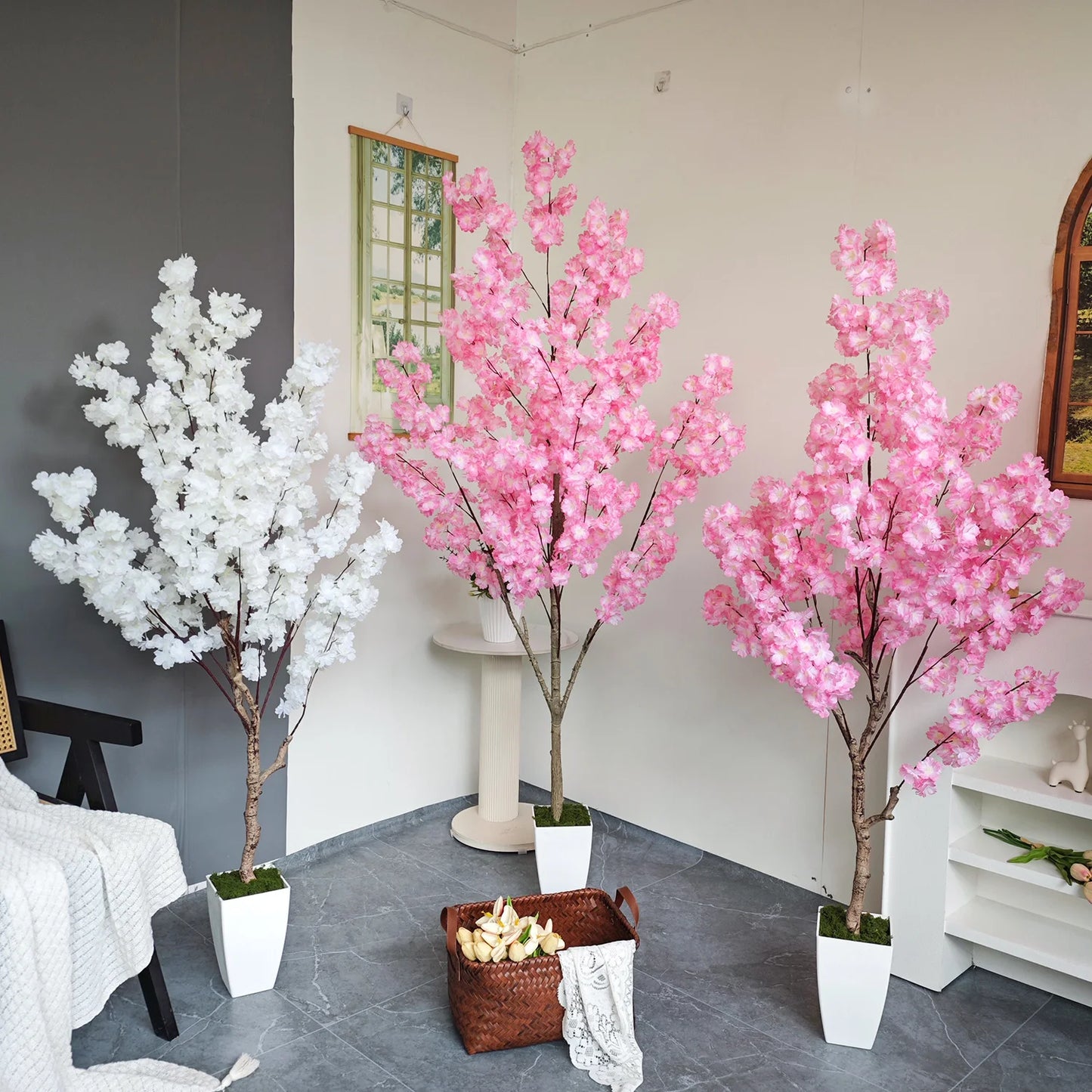 Tejesa 160-210CM Artificial cherry blossom tree plant Indoor outdoor Ornament fake plant for home wedding party living room decoration