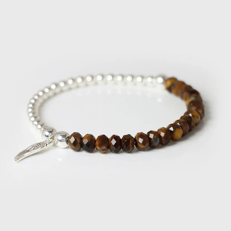 Tejesa  Angel  Faceted Natural Stone Bracelets Labradorite Beads Lucky Bracelet for Men /Women