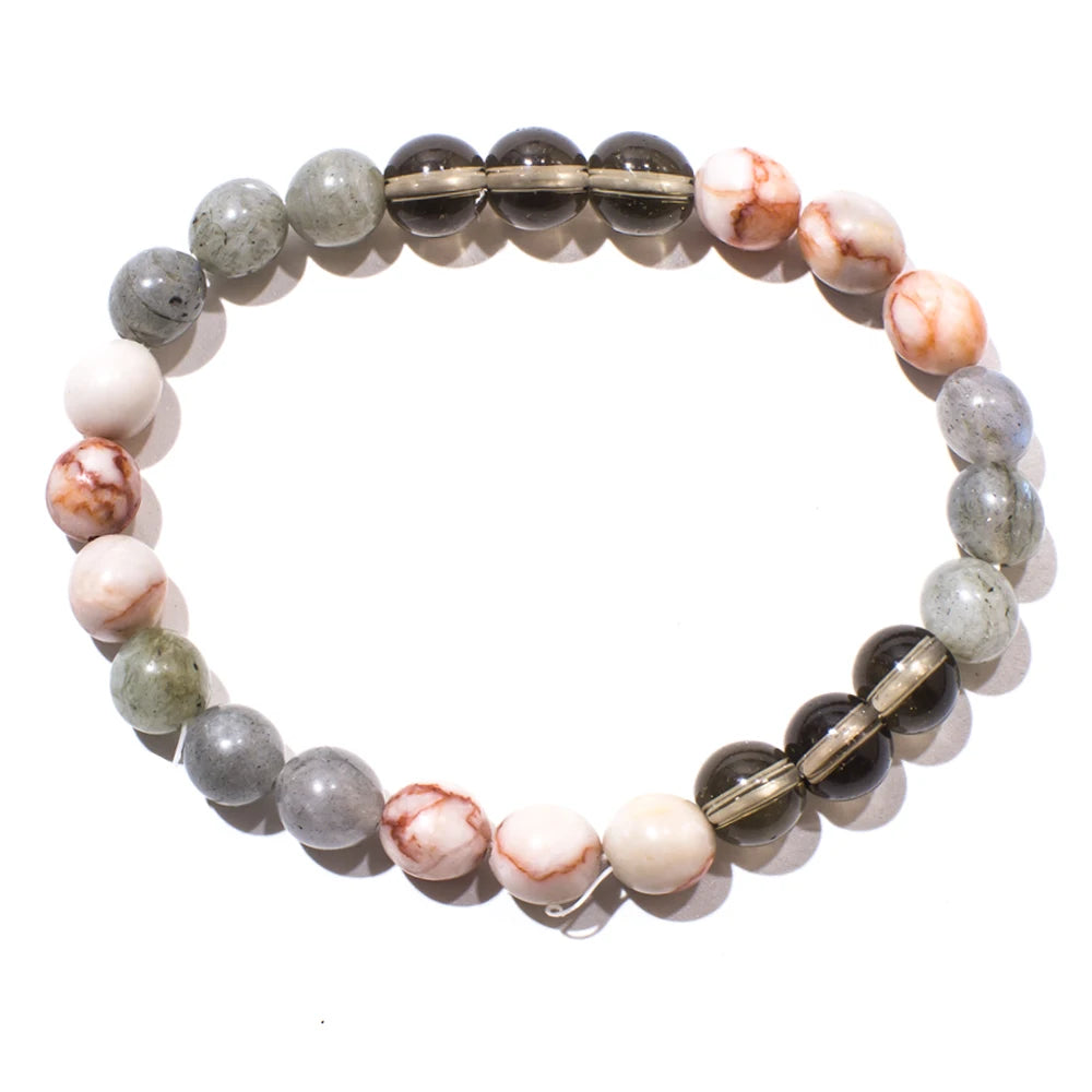 8mm Labradorite Smoke Quartz Beaded 108 Mala Necklace Bracelet Jewelry Set Meditation Yoga Prayer Japamala Rosary