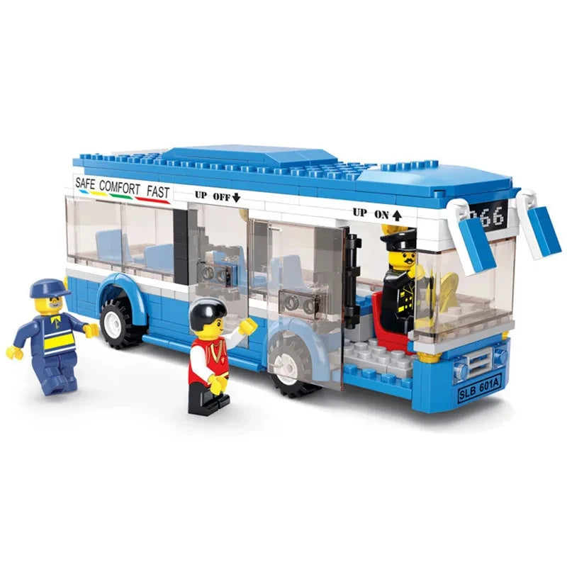 238PCS City Single Decker Express Bus Car Model Building Blocks Urban Transport Model Bricks Set With Figures Toy Gifts For Kids