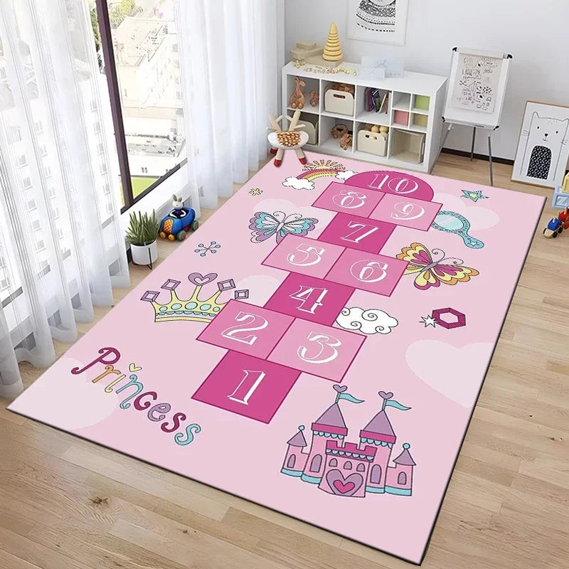 Tejesa Hopscotch Indoor Cartoon Parent-child Game Decoration Carpet Bedroom Bedside Children's Number Game Room Decoration Floor Mat