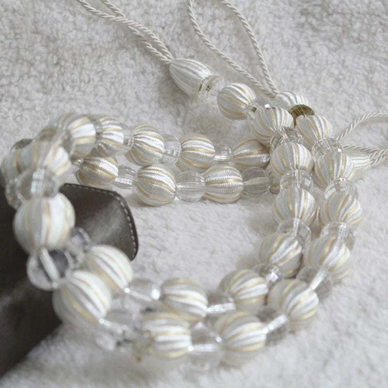 2Pcs Decorative Beaded Curtain Tiebacks Curtain Hanging Ball Buckle Tie Back Holdback Room Curtain Accessories Home Decor