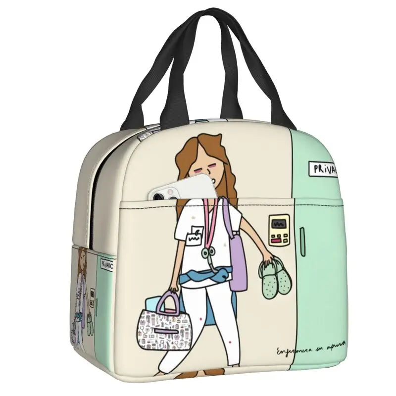 Hemasa  Nurse Lunch Bag Women Portable Cooler Thermal Insulated Lunch Box