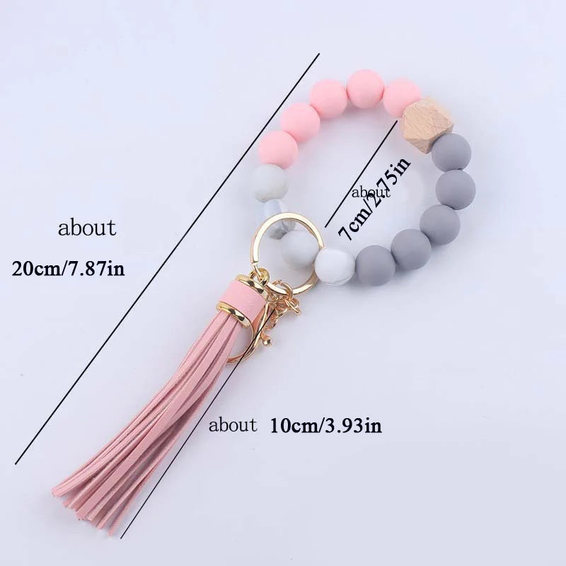 Hemasa Silicone Beads Key Chains With Tassel   Bracelet /Keyring