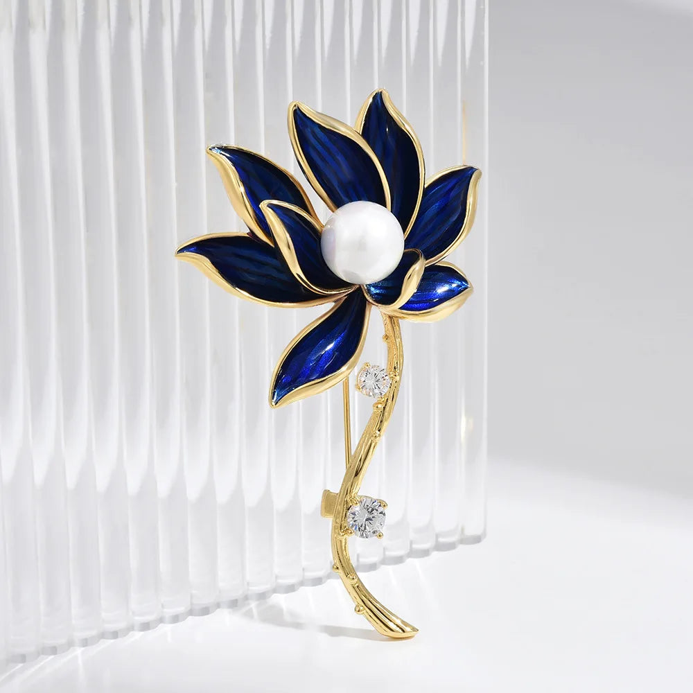Chinese style classic light luxury lotus brooch high-end female niche design temperament new coat accessories brooch
