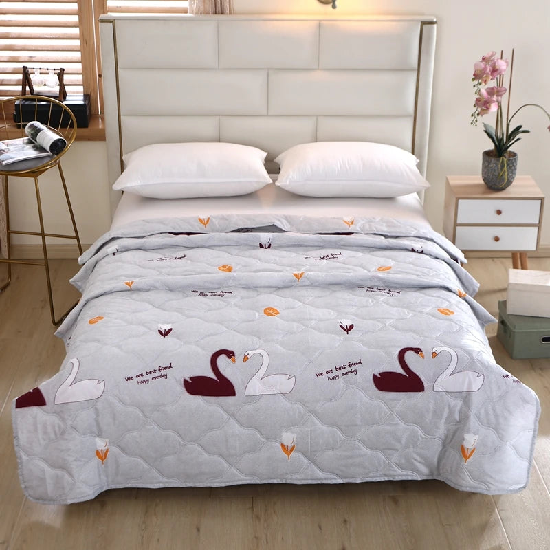Hemasa Quilted summer single double bed light Printed quilt core Air conditioning quilting twin queen size duvet Thin plaid comforter