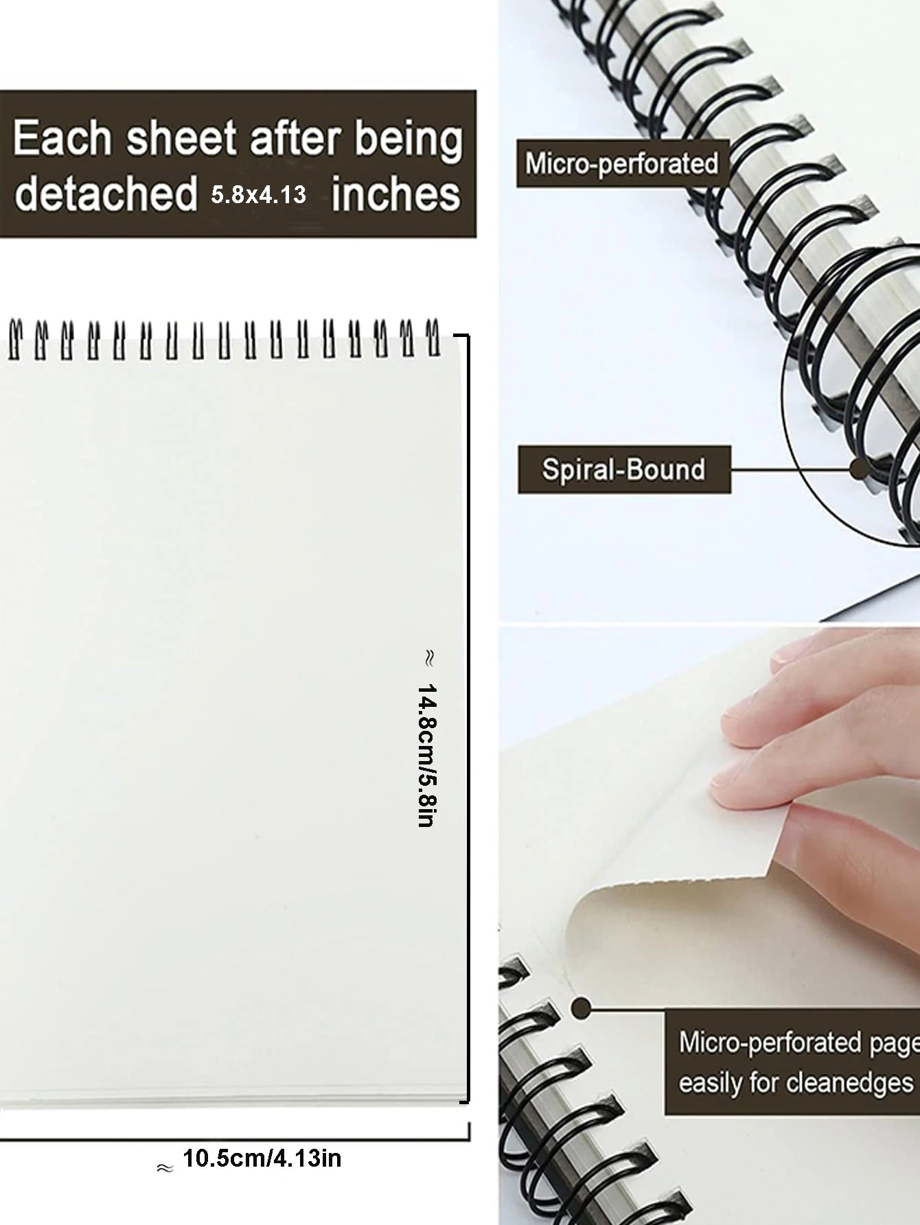 Bview Art 5.8" x 4.13" Top Spiral Bound Sketch Book Pad Acid Free Painting Writing Paper for Kids Adults Beginners