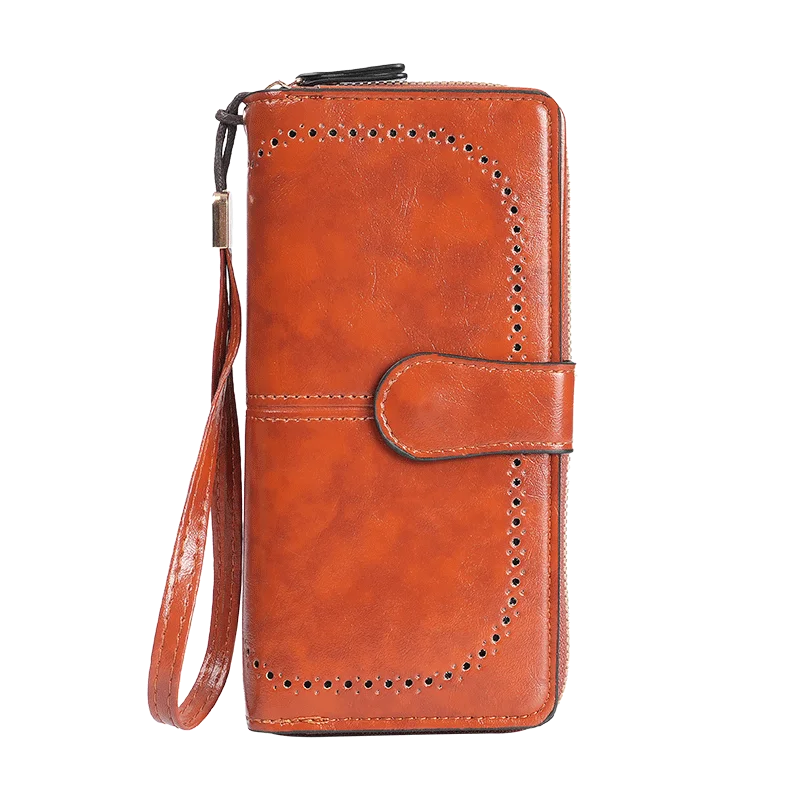 Hemasa Women's oil wax leather wallet / coin wallet Multi-function mobile phone bag multi-card bag