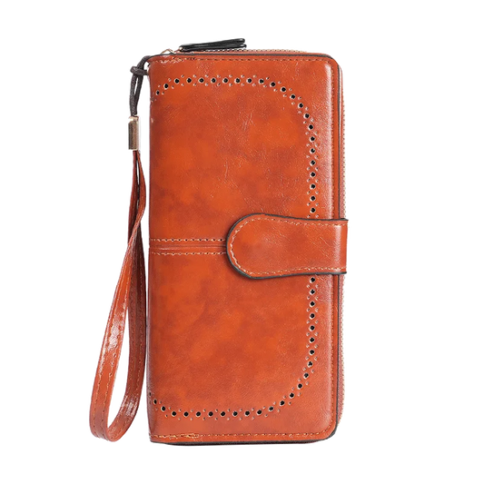 Hemasa Women's oil wax leather wallet / coin wallet Multi-function mobile phone bag multi-card bag