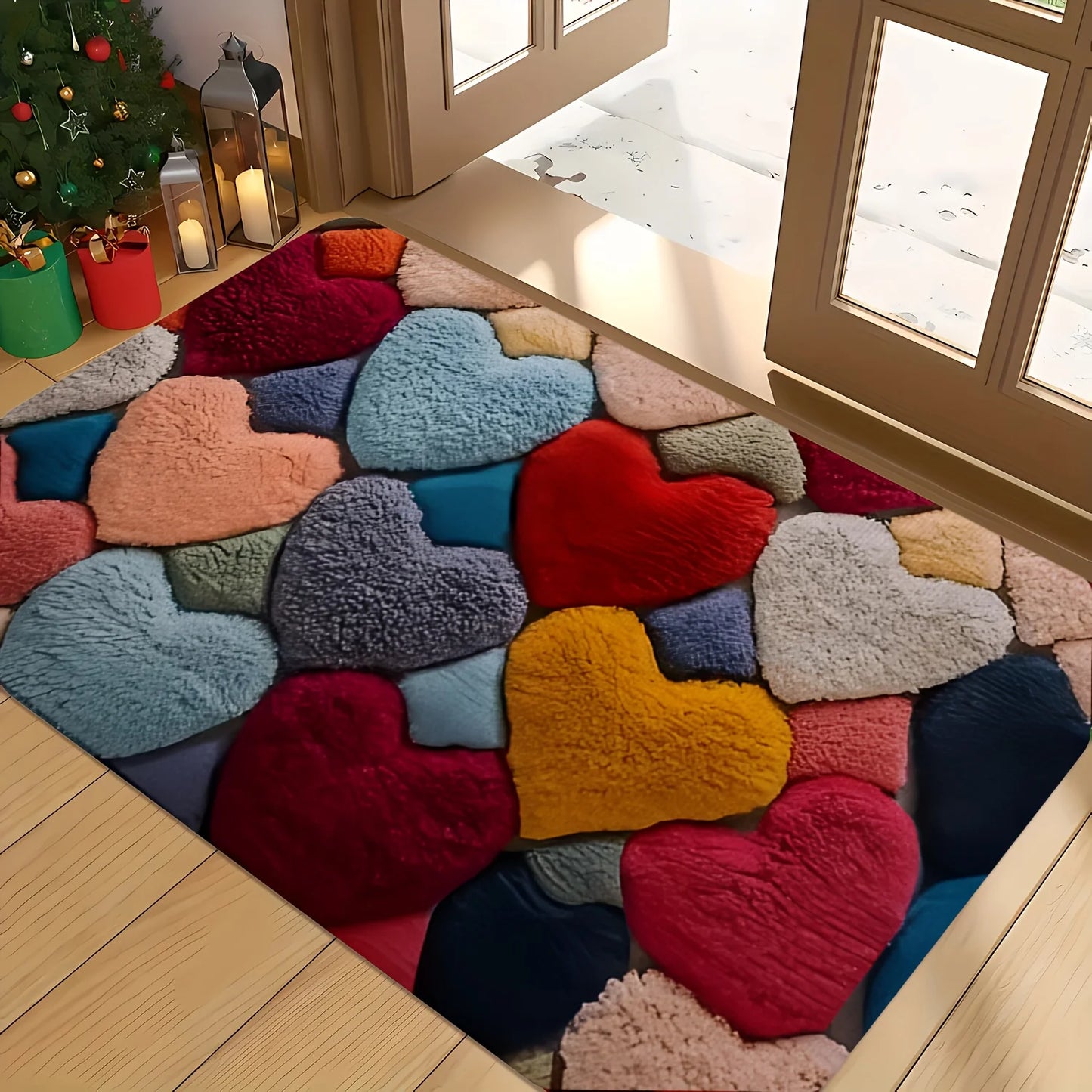 Hemasa Valentine's Day Heart Pattern Mat/Soft  Memory Foam Rug/ Non-Slip Floor Mat for Living Room/Bathroom/Holiday Gift Home Decor