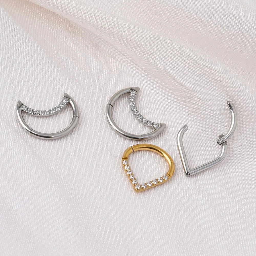 10Pc F136 Titanium Implant Grade 16G Hinge 8-10mm Septum Nose Ring Earlobe Pillow Ring Earring Teardrop Septum Piercing Jewelry