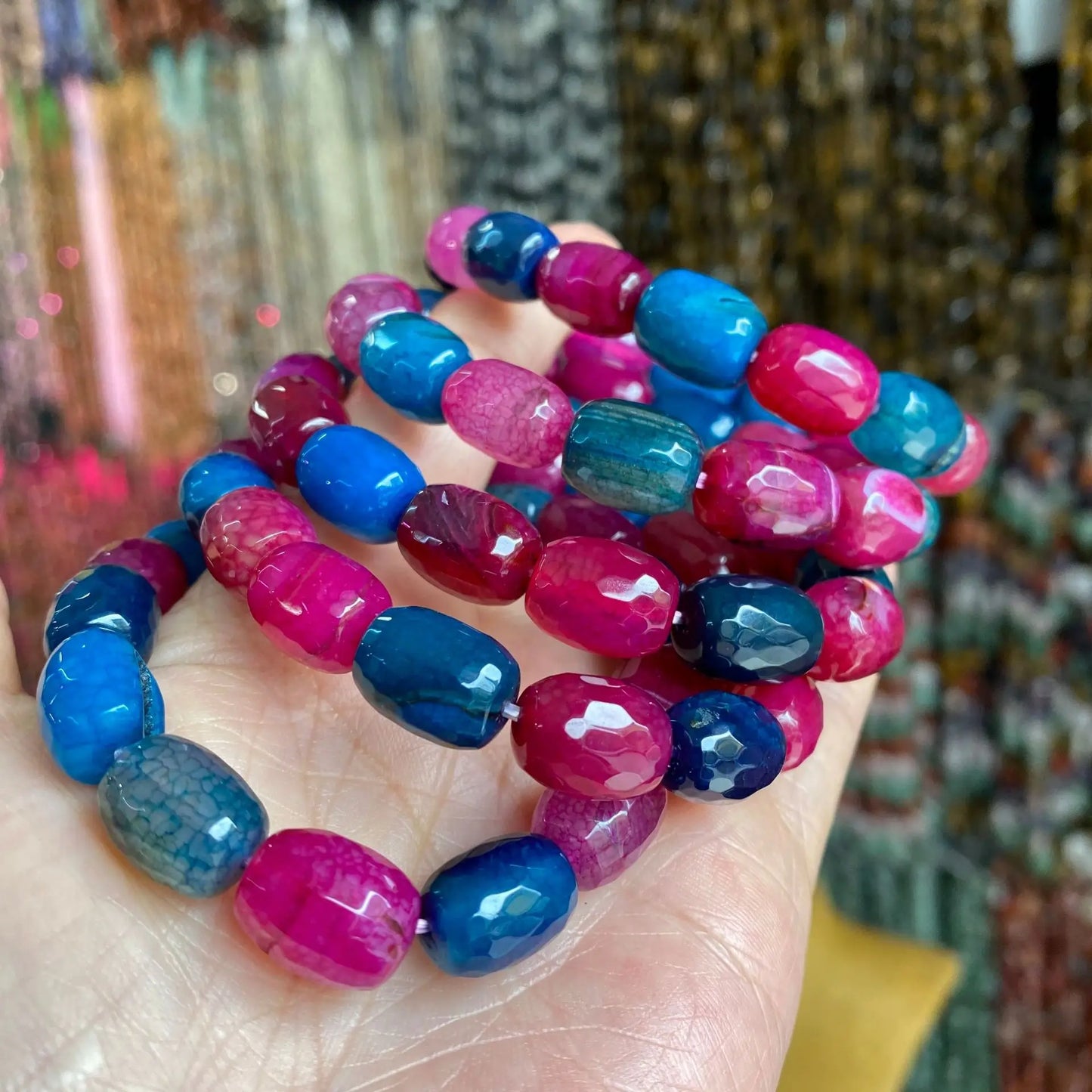 Hemasa Natural Stone 10*14MM Tourmaline Agate  Beads Bracelets For Women