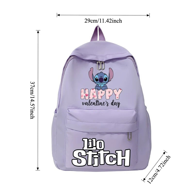 Large Capacity Disney Stitch Backpack Cute Cartoon School Storage Bag Fashion Girls Boys Happy Valentine's Day Gift Student Bag