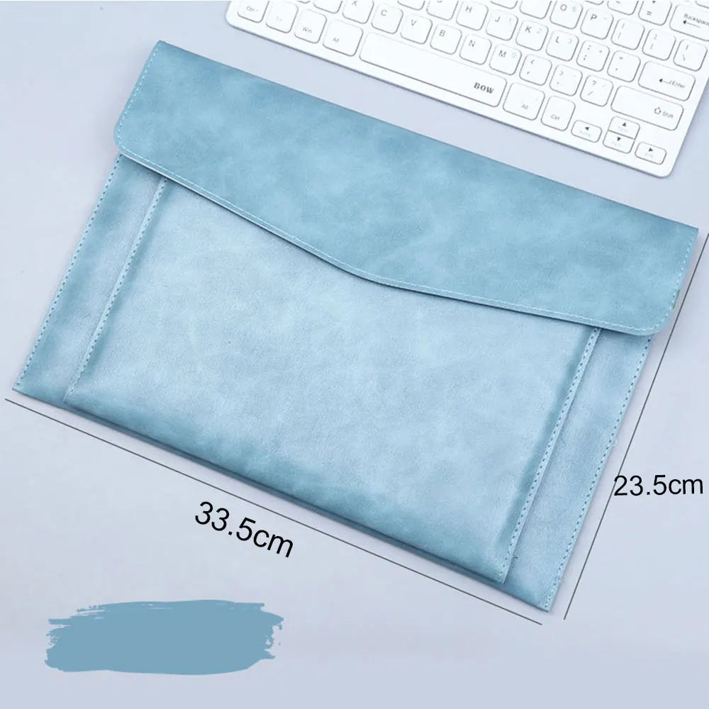 A4 Leather File Folder Large Capacity Document Bag Business Briefcase Magnetic Button Waterproof Laptop Cases Office Organizer