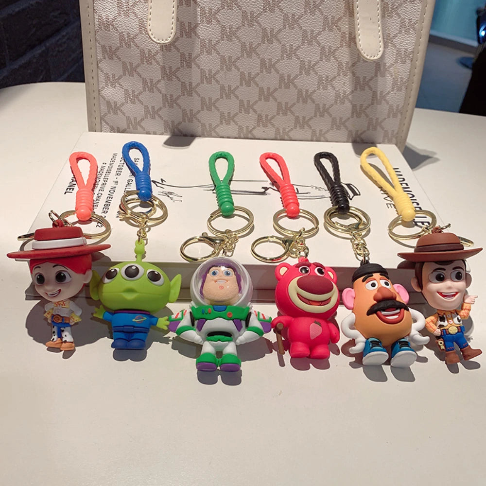 Toy Story Keychain Cute Three Eyes Alien Keyring Pendant Kawaii Disney Bag Accessories Decorative Gift Key Chain Girls