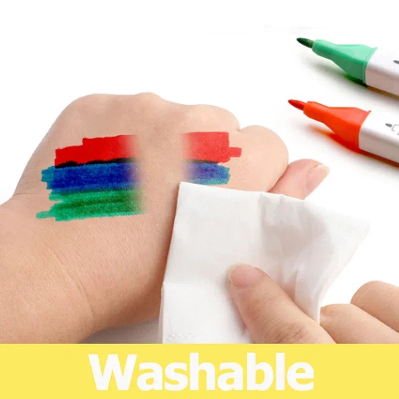 Hemasa 12/18/24/36/48 Colors Markers Set Washable Double-Headed Marker Safe Art Supplies Highlighter Pen School Stationery for Children