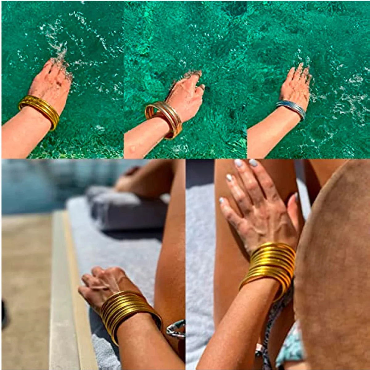 9Pcs/set Luxury Glitter Lightweight Jelly Bangles Bracelet for Women Fashion Silicone Charm Bracelet Temple Buddhist Bangle