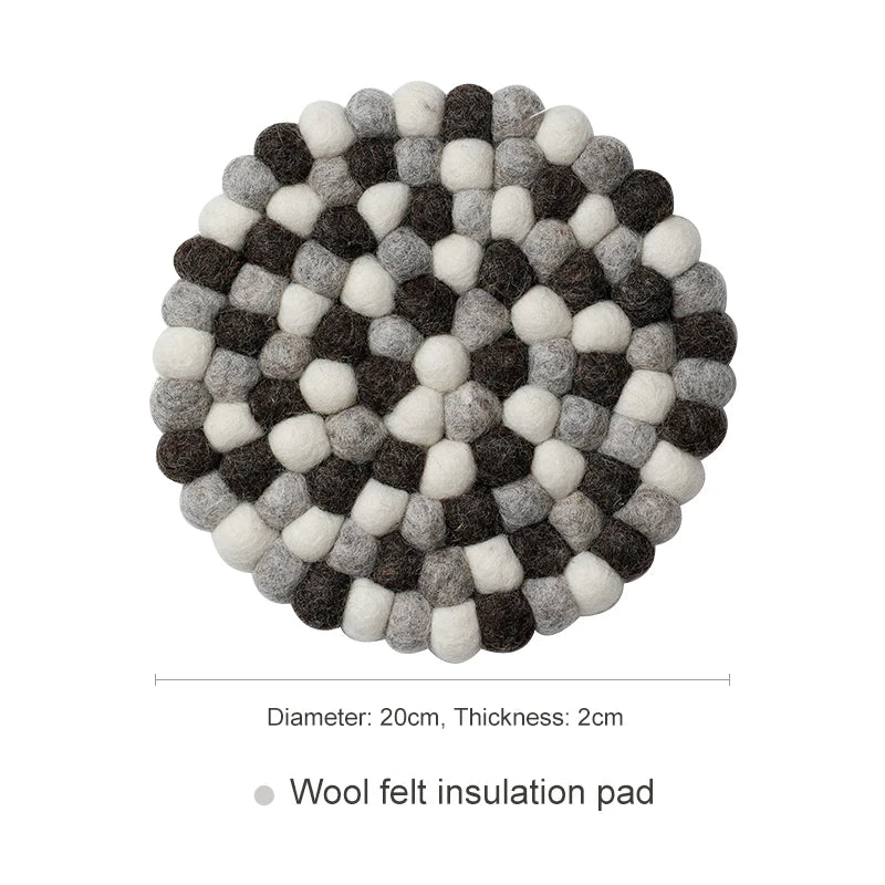 Hemasa Wool Felt Coaster 20cm Round Handmade Placemats(set of 2)