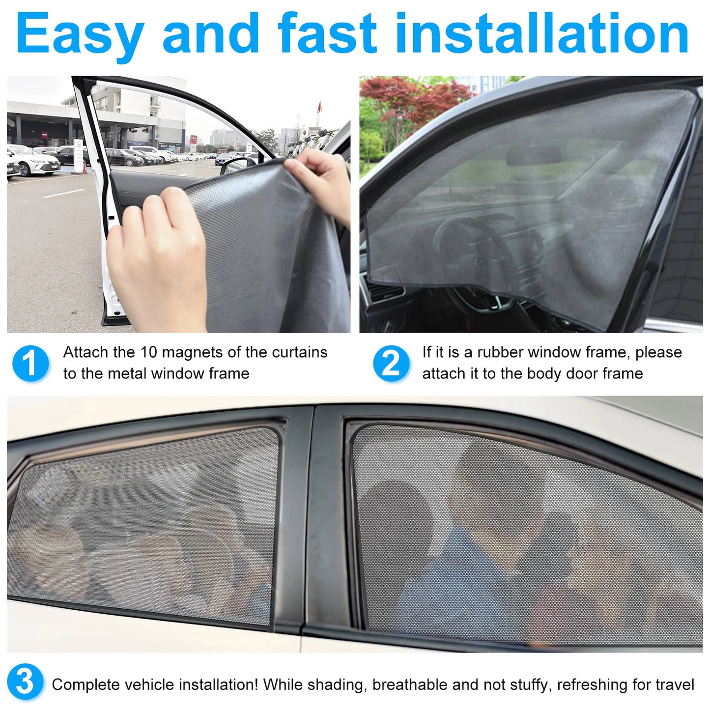 4/2pc Car Window Shade Magnetic Window Cover Universal Auto Sunshade UV Protection Curtains Visor Shield Privacy Protect Cover