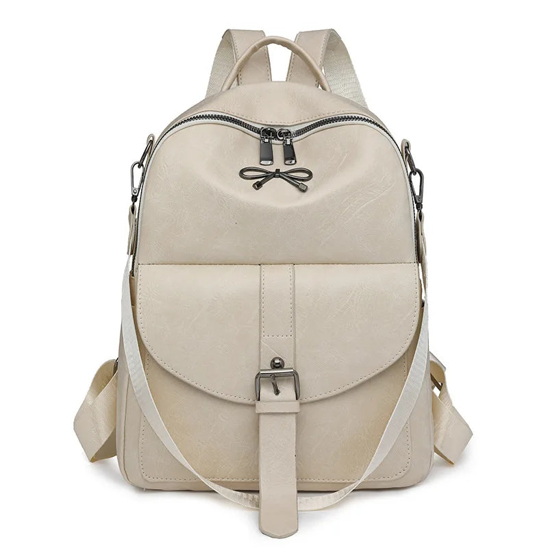 Tejesa Women's  Leather Casual Backpack Waterproof Middle and High School Students Cross Shoulder Single Shoulder Handbag