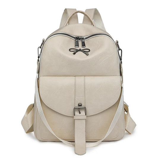 Tejesa Women's  Leather Casual Backpack Waterproof Middle and High School Students Cross Shoulder Single Shoulder Handbag
