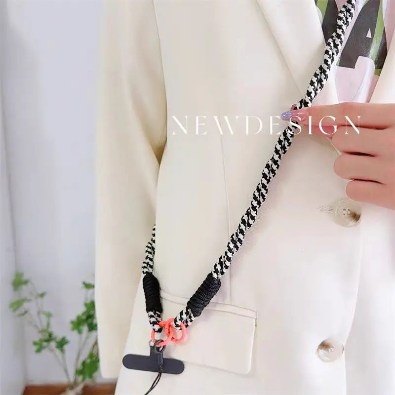 Tejesa 120cm Double Rope Mobile Phone Lanyard /Crossbody Phone Straps Neck Clip Cord Rope Twisted Backable Outdoor Anti-loss Phone Chain