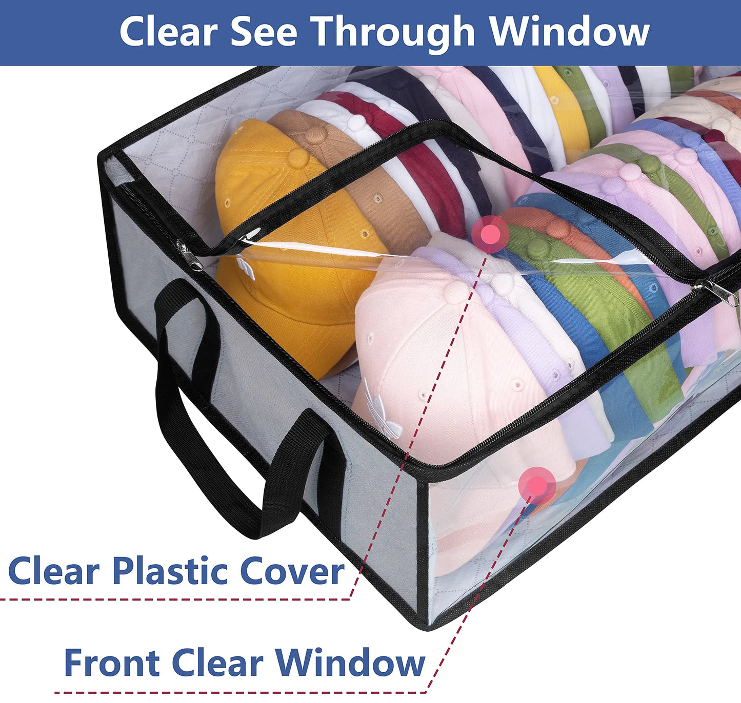 Hat Storage For Baseball Caps Organizer With 2 Sturdy Handles Hat Storage Bag For Books And Clothing Toys Storage Organization