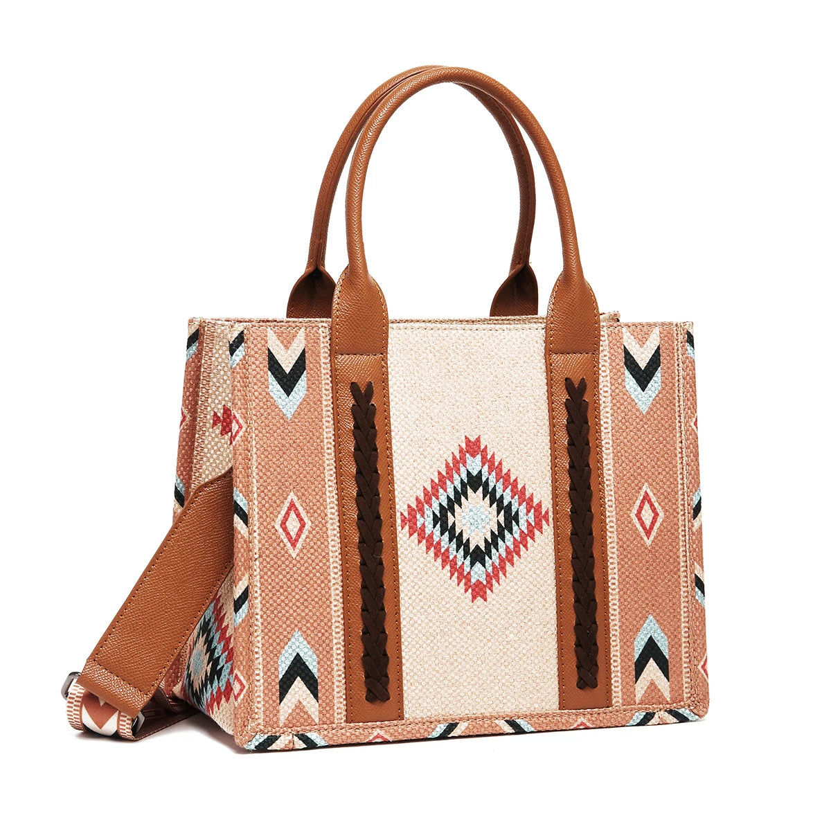 Bohemian style shoulder bag, Indian totem, linen embroidery, handmade leather strip, large capacity hard tote bag