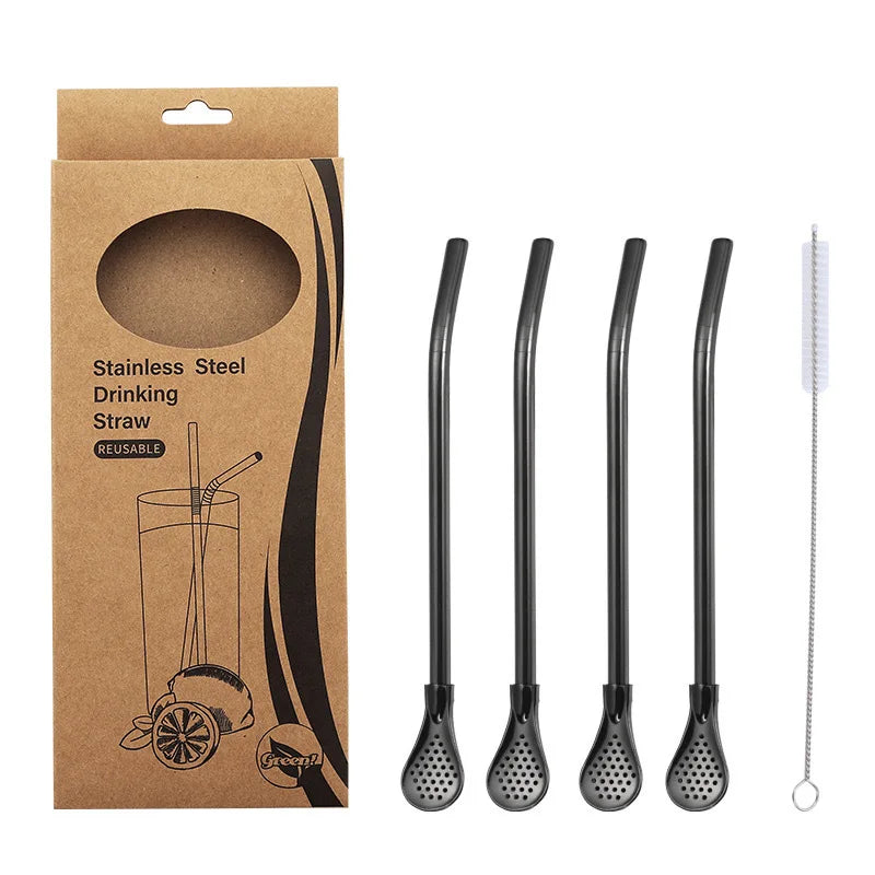 Hemasa stainless steel Drinking Straws for Smoothie Milkshakes Tea Juice Cocktail Straw with Brush
