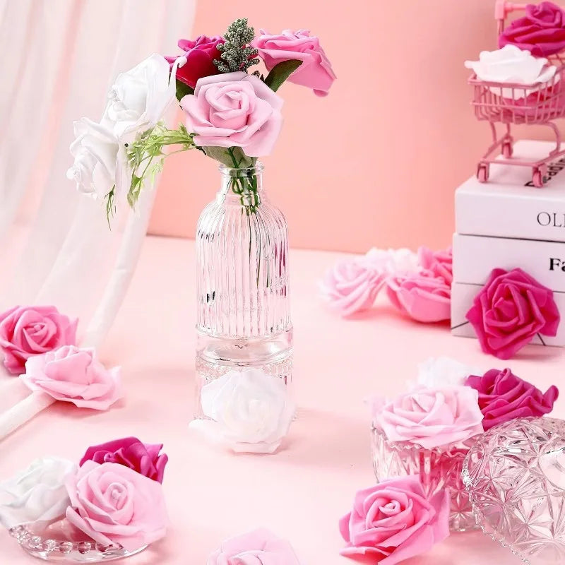 Tejesa 30/50Pcs Artificial Bridal Bouquet Foam Rose Flower Head Fake PE for Home Room Dceoration Party Wreath Accessories Wedding Decor