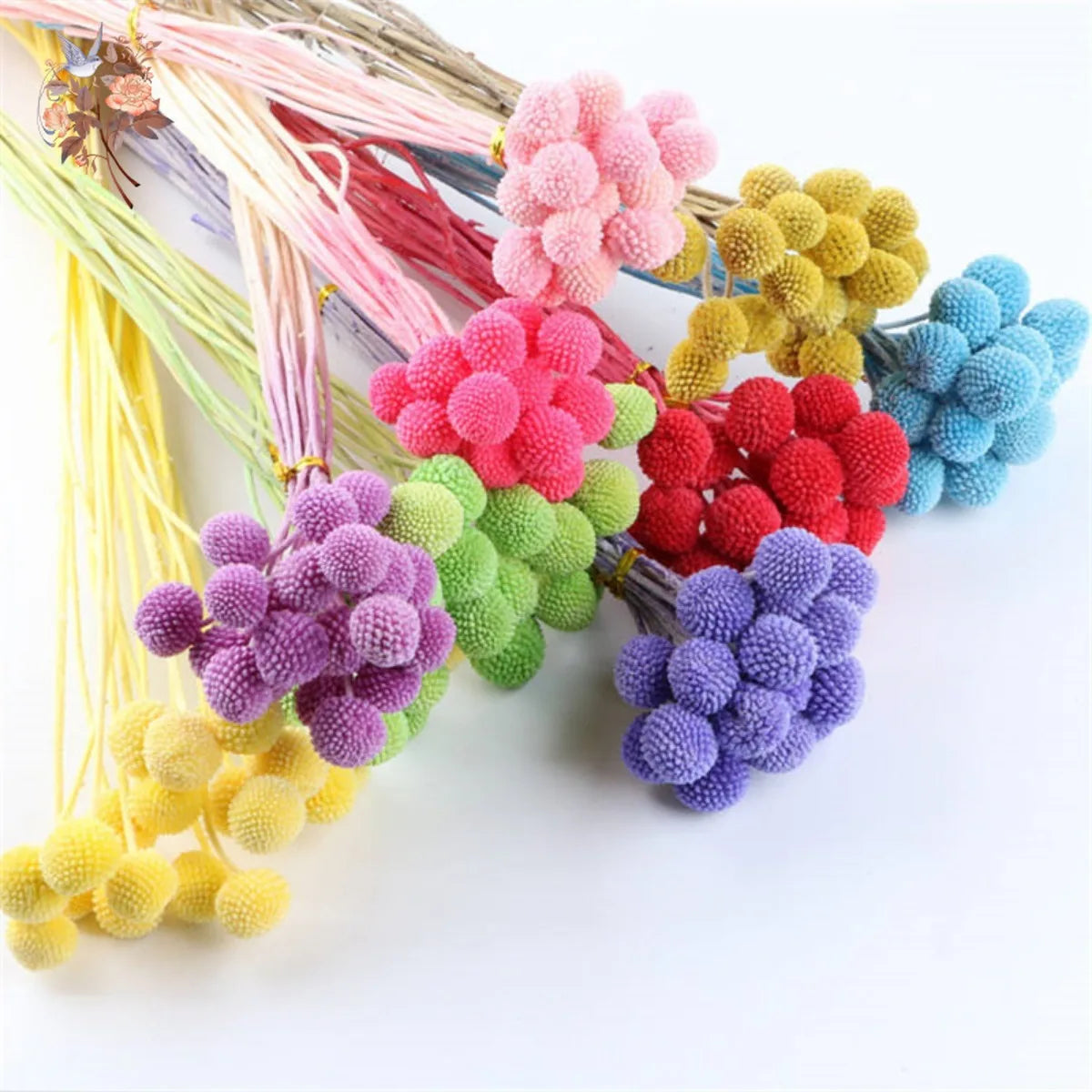 Dried Billy Button Balls Flowers Wedding Floral Arrangement Dry Craspedia Globosa Boho Baby Shower Decoration Home Table Decor