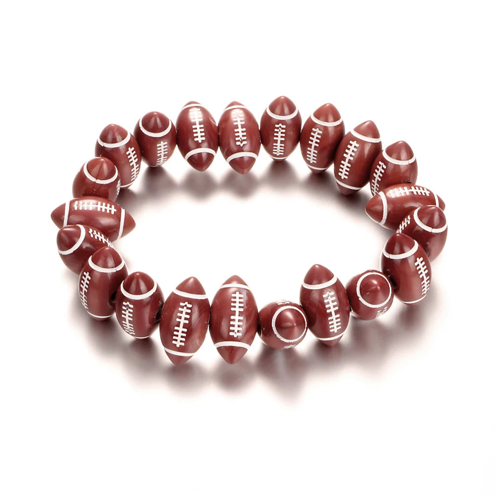 Elastic Basketball US Football Baseball Tennis Strand Bracelet Acrylic Bangle Fashion Charm Jewelry For Women Men Gift