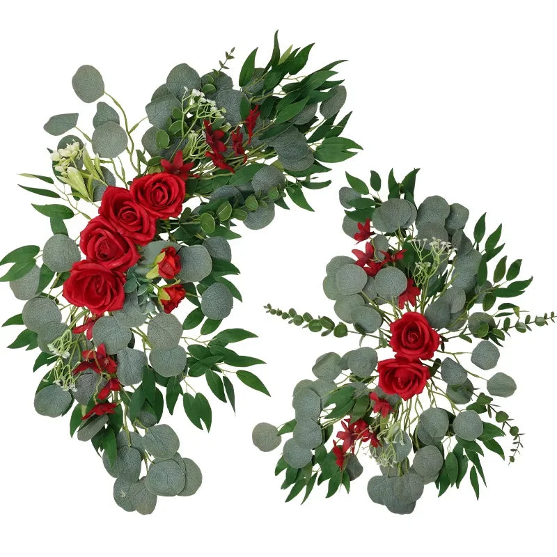 Tejesa 2 Pieces Wedding Arch Flowers Rose Rustic Wedding Flowers Garlands Silk Artifical Flower for Reception Wall Ceremony