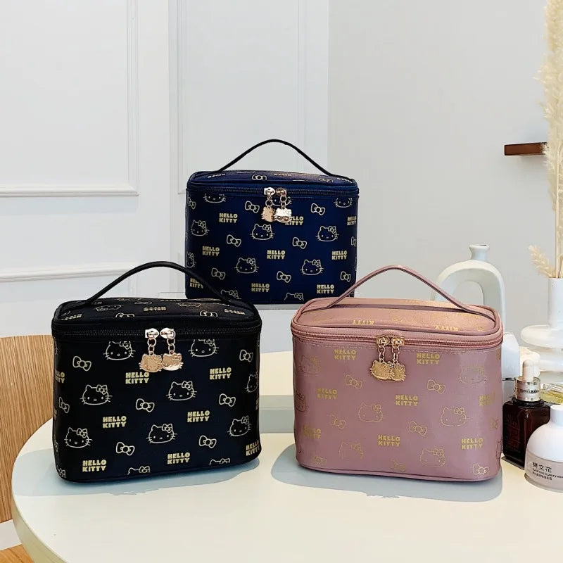 MINISO Cute Makeup Bags with Hello Kitty Accesorios Nylon Waterproof Luxury Brand Make Up Pouch Fashion Trend Cosmetic Bag