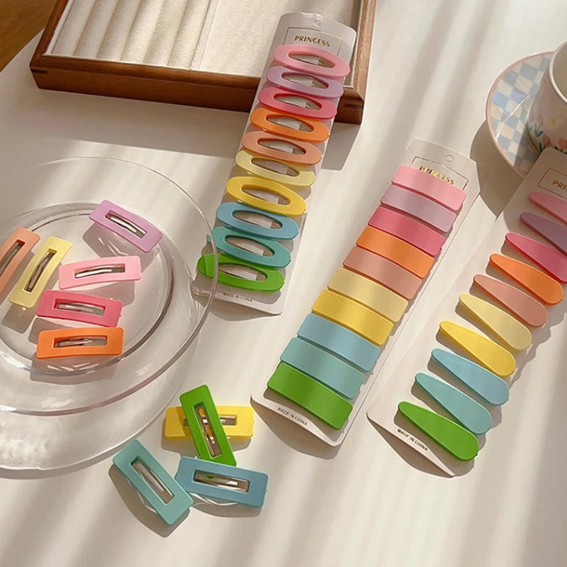 Hemasa 10Pcs/Set Little Girls Snap Hair Clips Candy Color Metal Barrettes BB Hairpin For Children Woman Styling Hair Accessories
