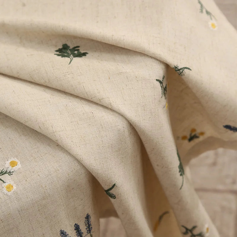 Linen Embroidery Garden Tablecloth with Fringe Cotton Linen Floral Printed Tassel Table Cover Luxury Flax Cloth Home Decoration