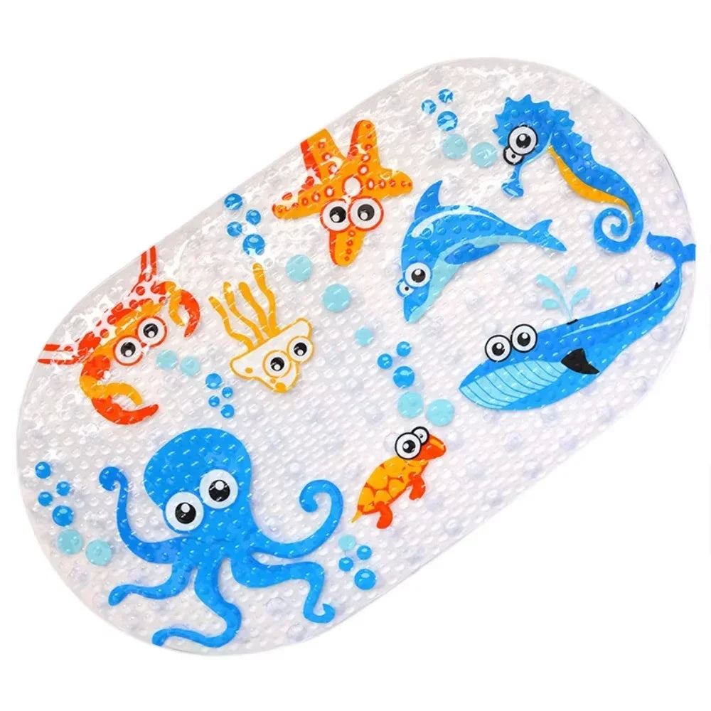 Tejesa 1pc Cartoon Non-slip Bath Mat with Suction Cups 38x69cm Shower Mats for Bathroom Kid's Bathtub Carpet Bath Mat Bathroom Rug